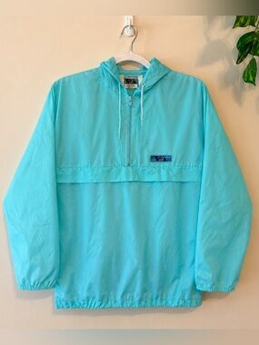 90s Teal Windbreaker Jacket Small | Lightweight Hooded Pullover Retro
